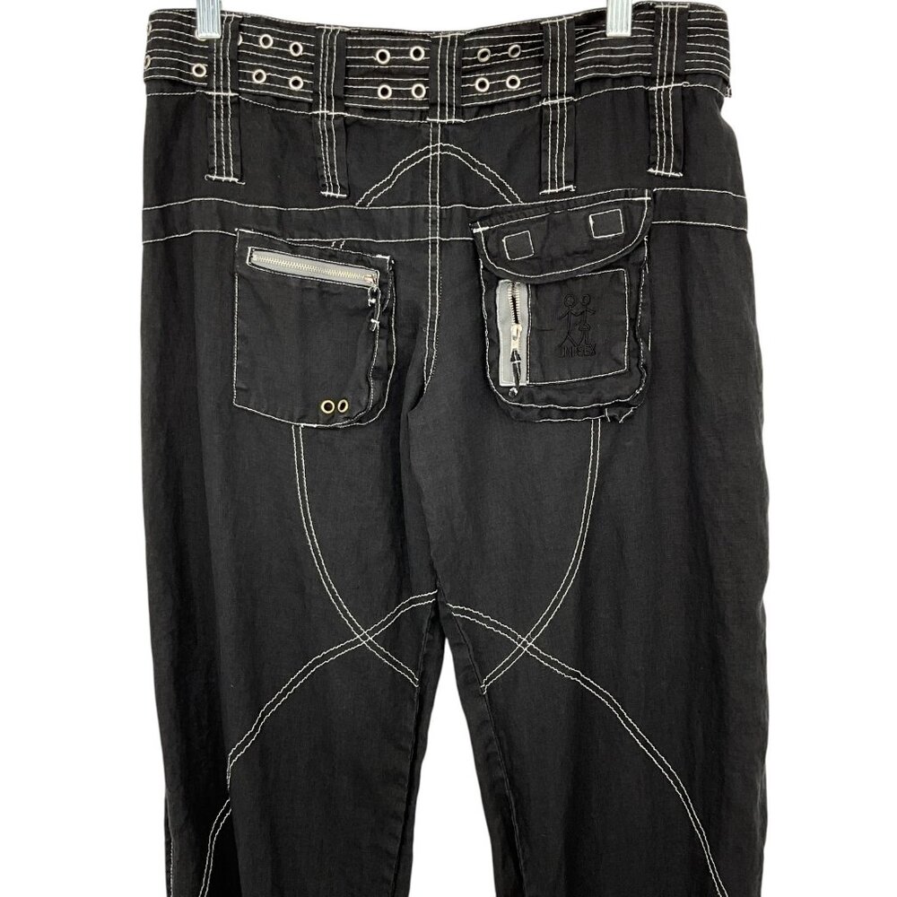 Pete & Greta Johnny Was Marika Cargo Pants Black Size 4 100% Linen Pockets - Picture 6 of 9